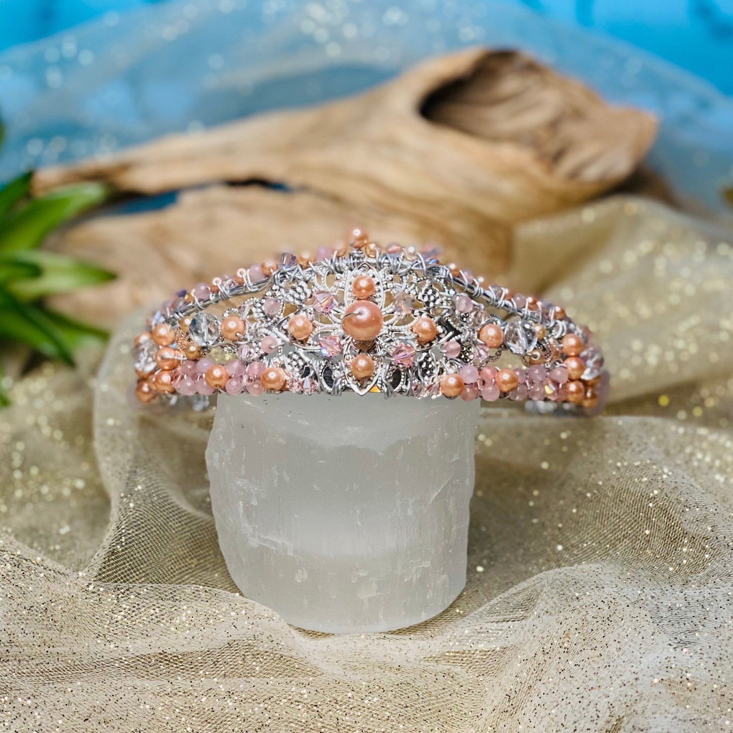 PinkPearlPrincessCrown-crystalsbytheseallc