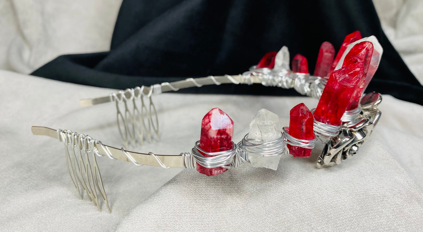 Red & White Quartz Rose Crown