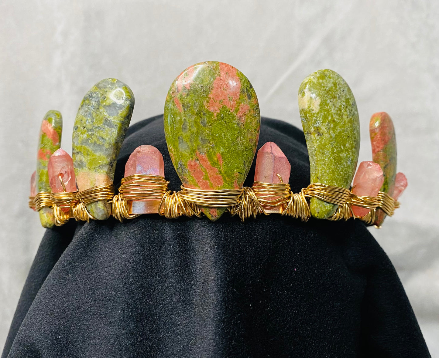 Unakite & Pink Quartz Queen Crown