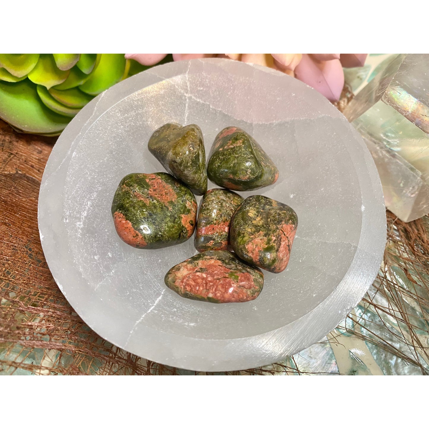 Unakite tumbled stone to clarify your vision!