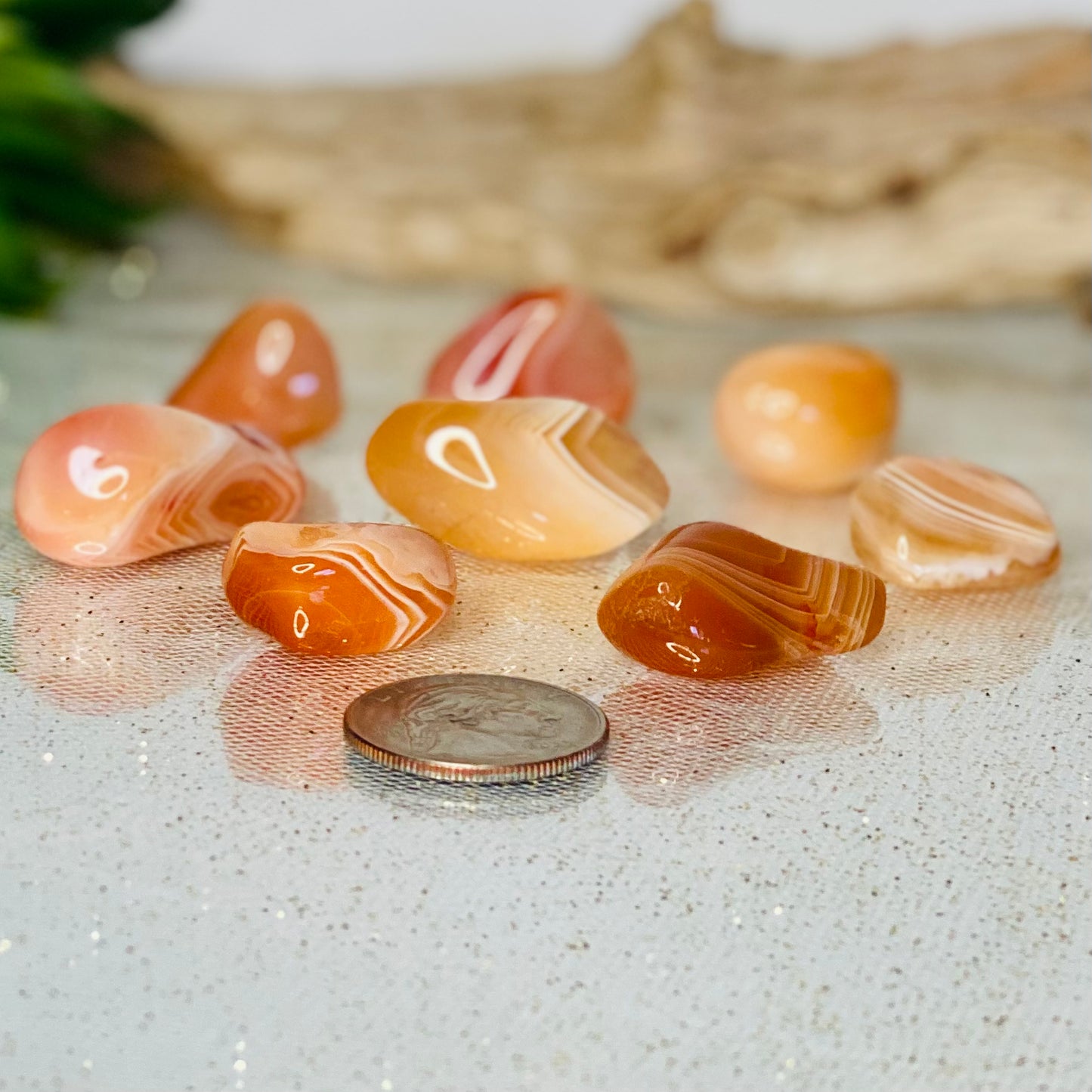 Banded Carnelian Agate Tumbled Crystal: Vibrant Patterns of Earth's Artistry