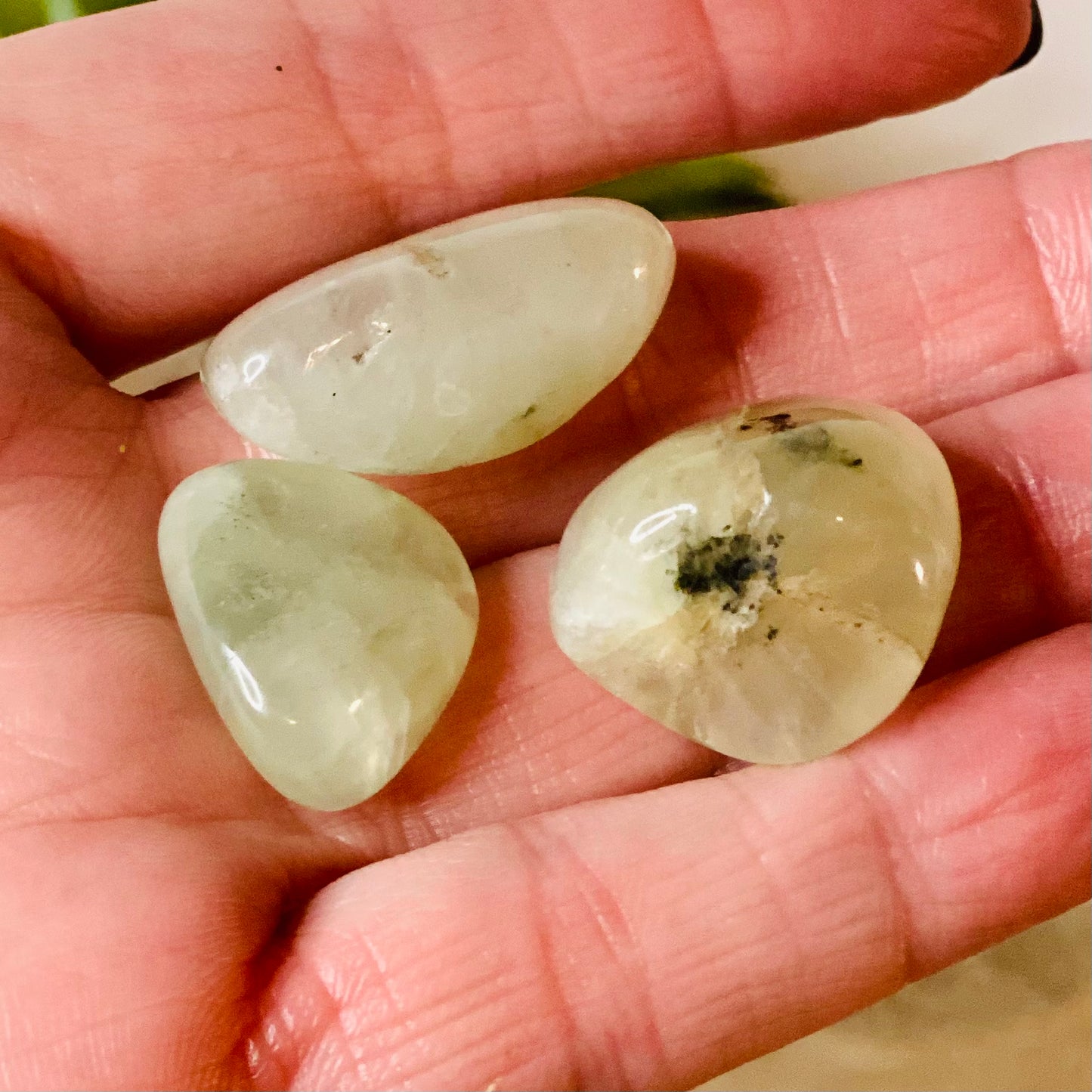 Prehnite with Epidote Tumbled Crystal: Nurturing Heart and Inner Peace