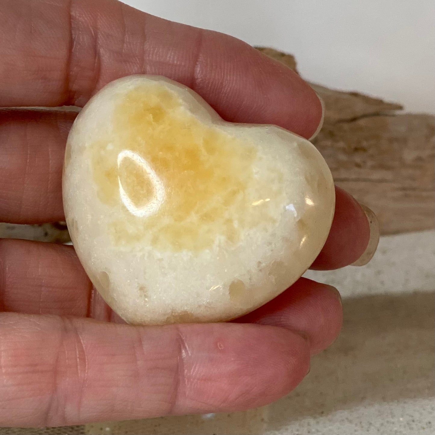 Radiant Love: Honey Calcite Puffy Hearts