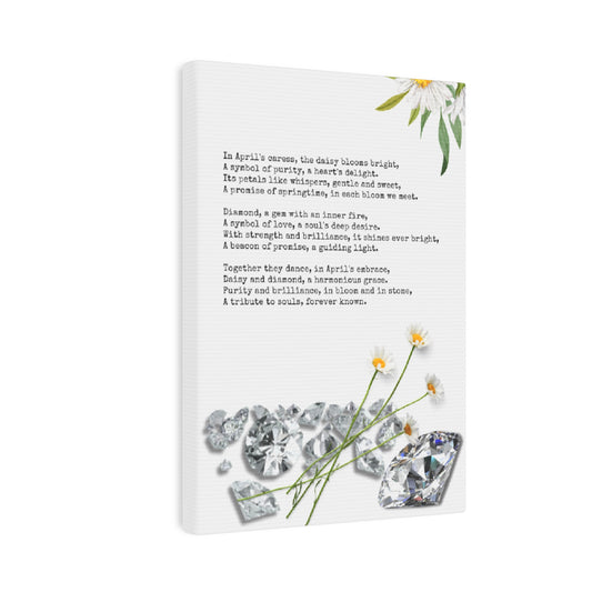 April Birth Month Poetry Canvas Tile Print - Birth Flower and Gemstone Design