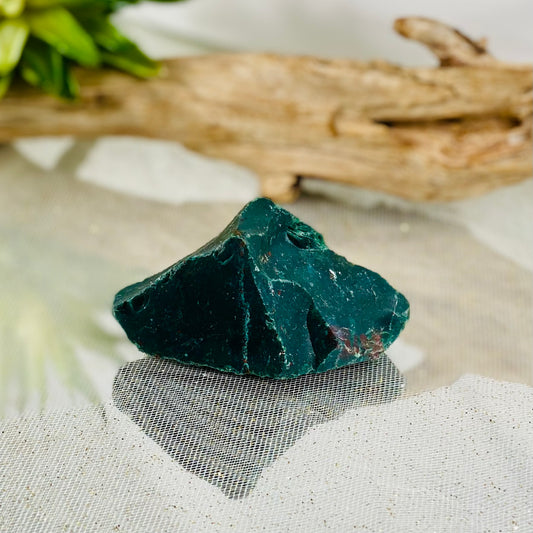 Ease Your Stress with this Bloodstone Raw Crystal Chunk for Strength and Vitality