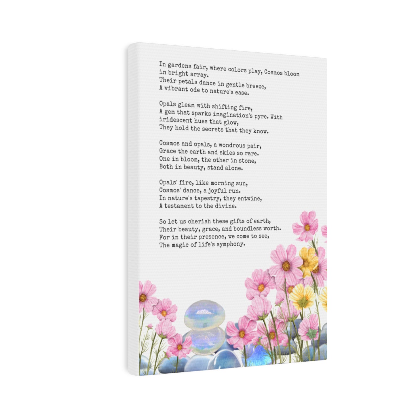 October Birth Month Poetry Canvas Tile Print - Birth Flower and Gemstone Design