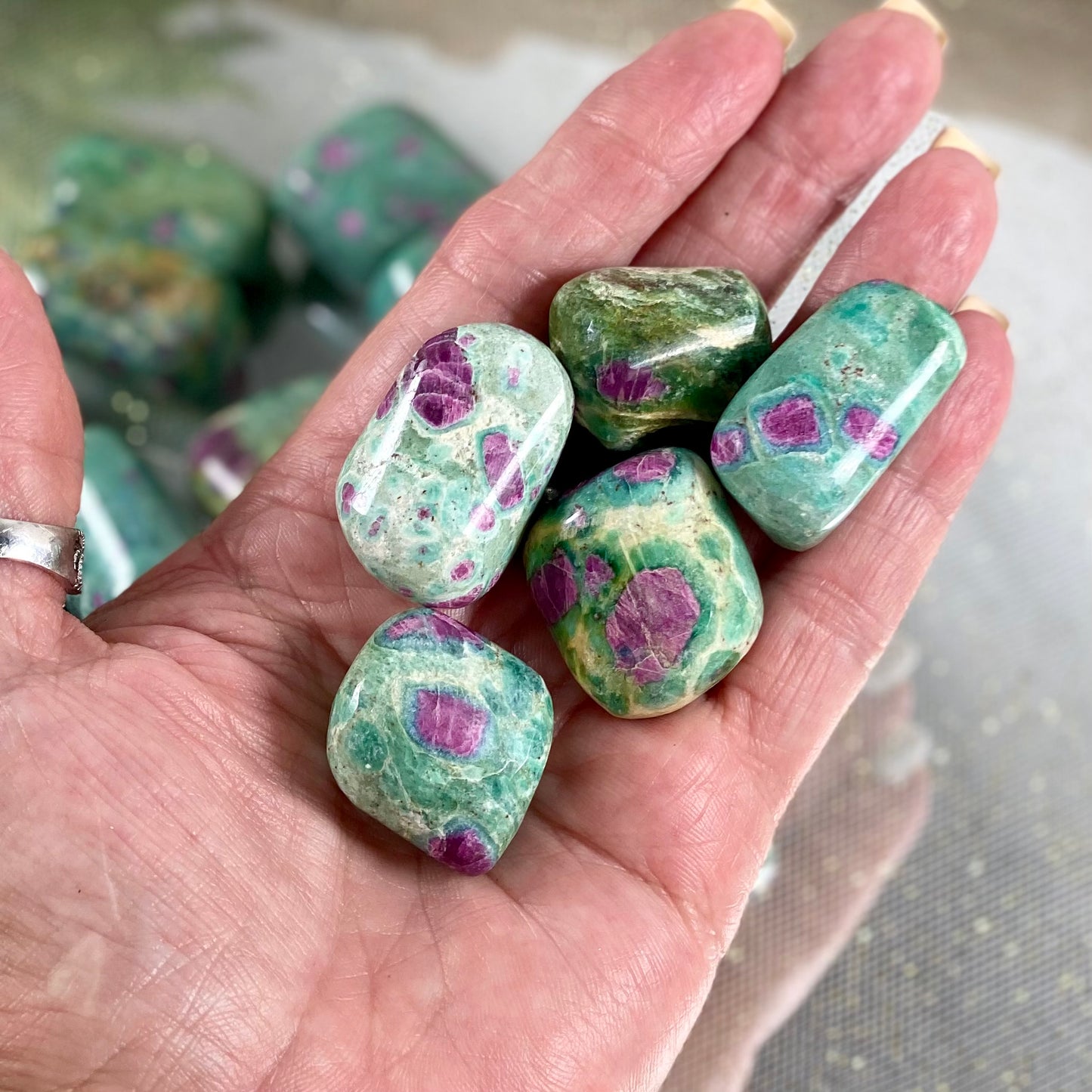 Ruby Fuchsite Tumbled Stones - Energize and Heal with Nature's Beauty