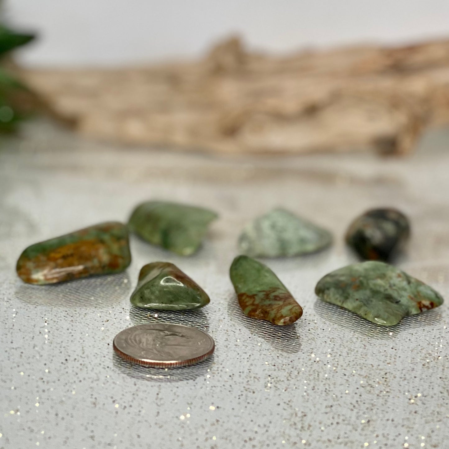 Chrysoprase Tumbled Stones from Madagascar: Nature's Green Serenity