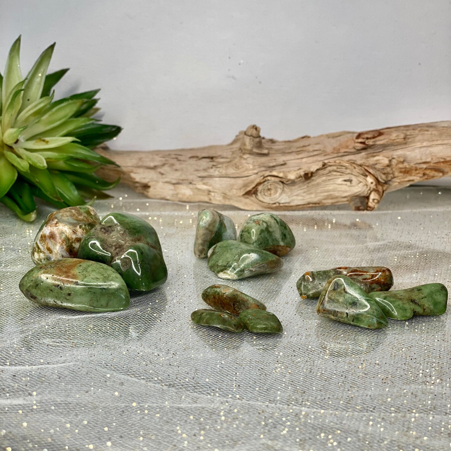 Chrysoprase Tumbled Stones from Madagascar: Nature's Green Serenity