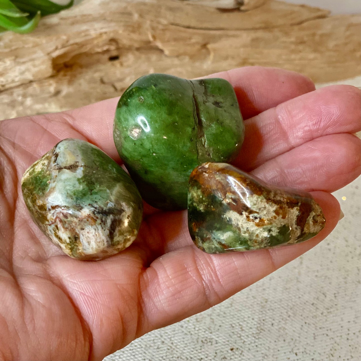 Chrysoprase Tumbled Stones from Madagascar: Nature's Green Serenity