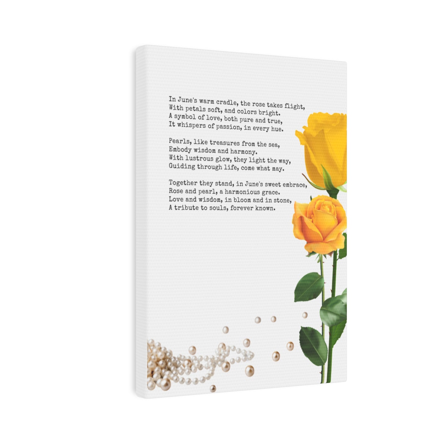 June Birth Month Poetry Canvas Tile Print - Birth Flower and Gemstone Design