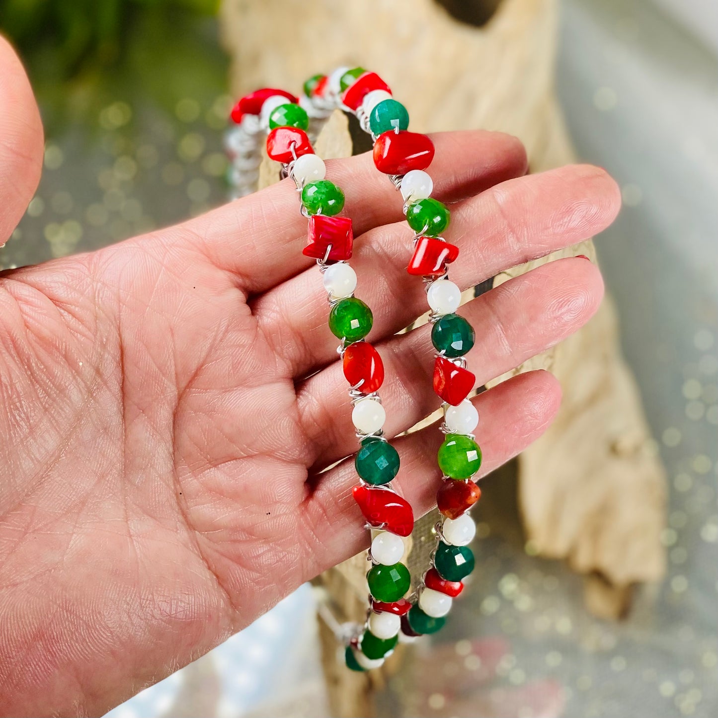 Italian Themed Crystal Headband with Faceted Green Aventurine for Luck & Prosperity