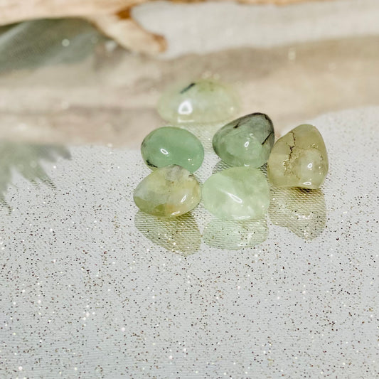 Prehnite with Epidote Tumbled Crystal: Nurturing Heart and Inner Peace