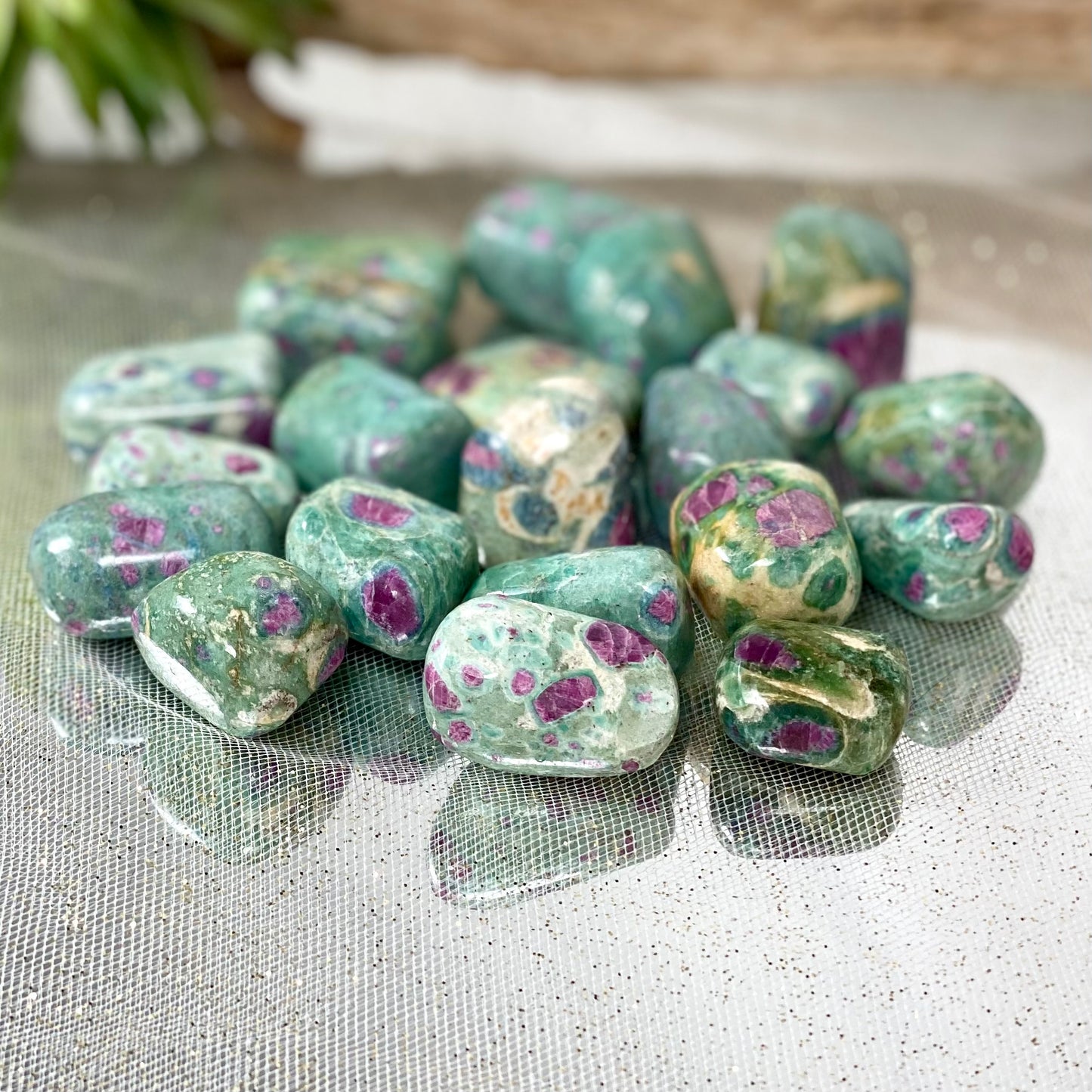 Ruby Fuchsite Tumbled Stones - Energize and Heal with Nature's Beauty