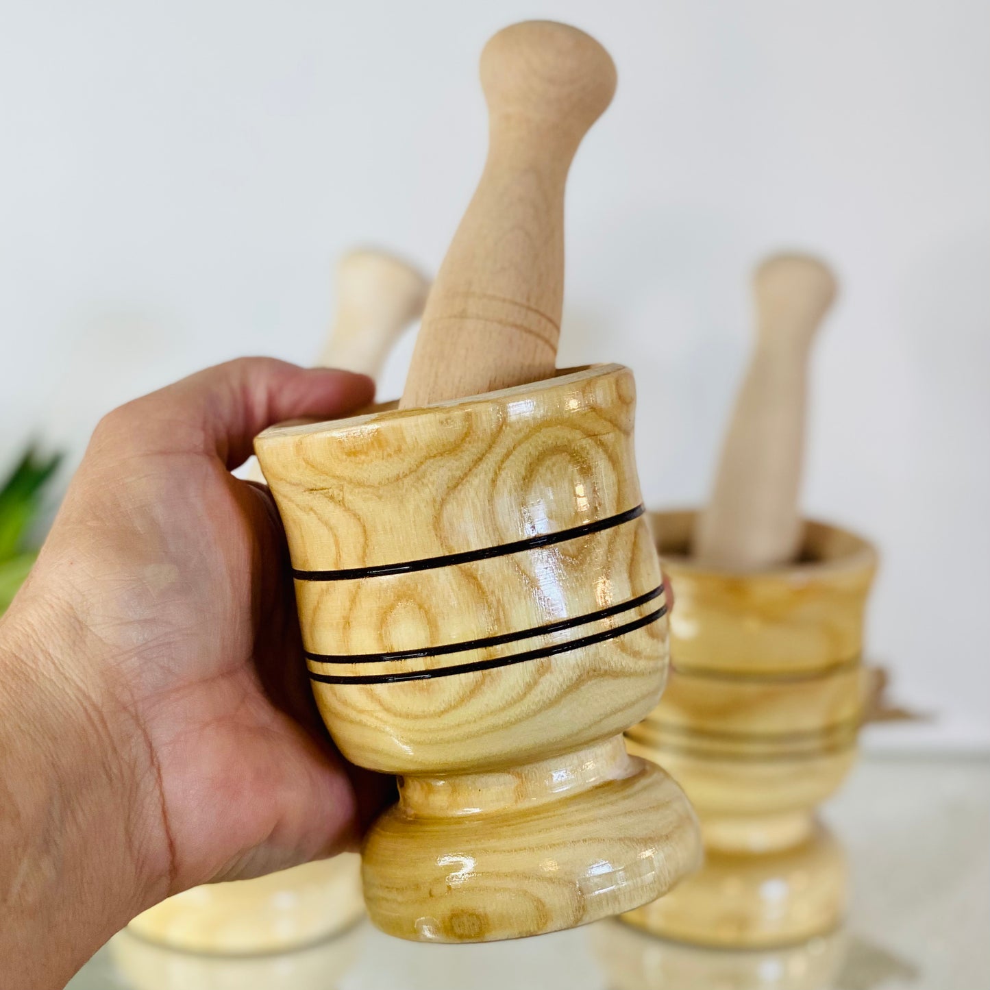 Artisan Crafted: Handmade Wooden Mortar & Pestle from Turkey