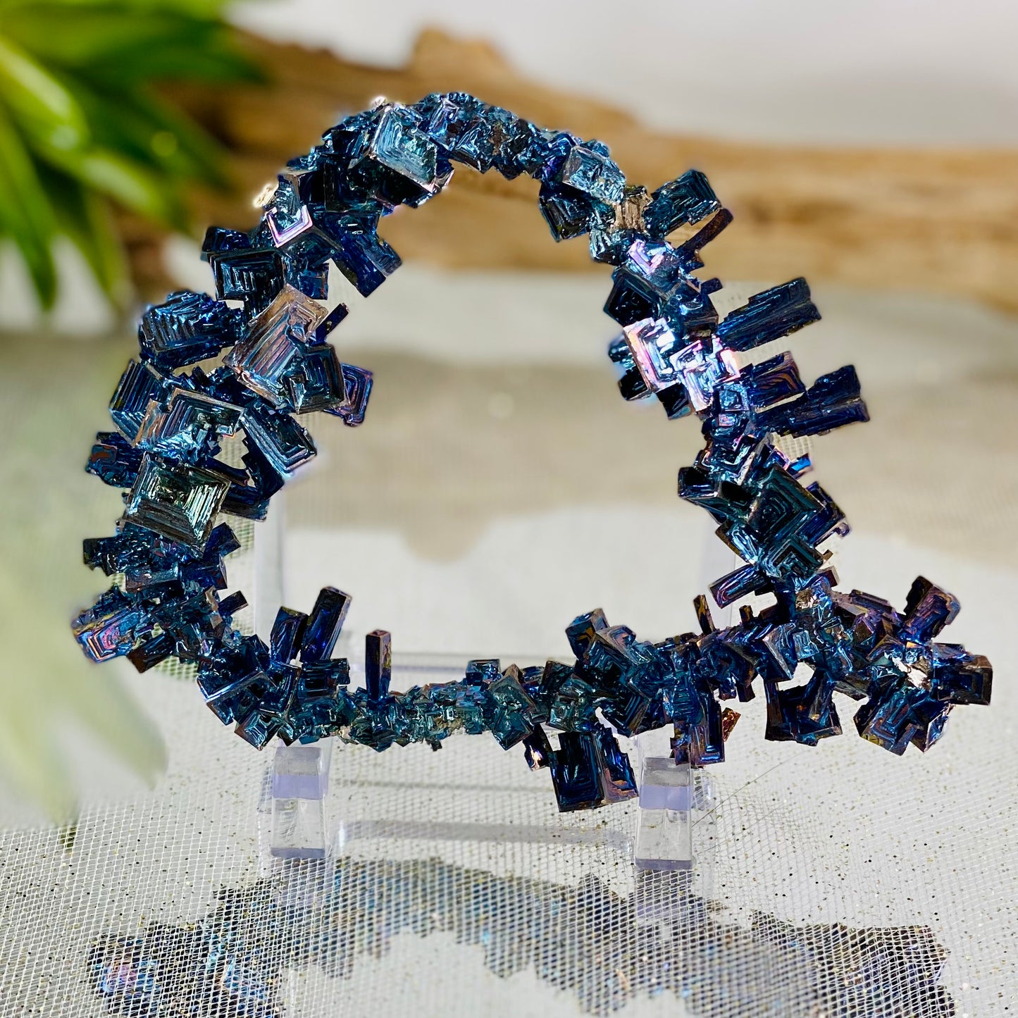 Heart Shaped Bismuth Crystal with Stand - Unique and Stunning Display Piece