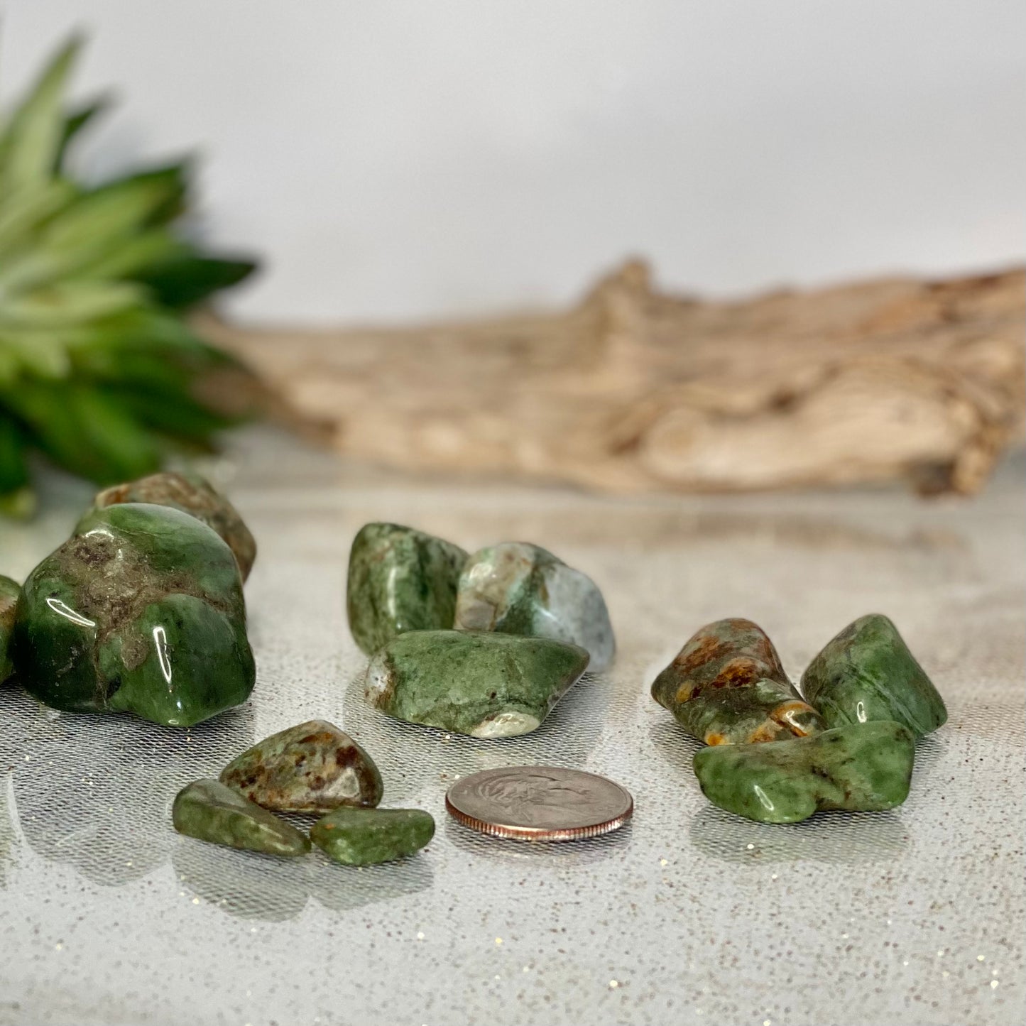 Chrysoprase Tumbled Stones from Madagascar: Nature's Green Serenity