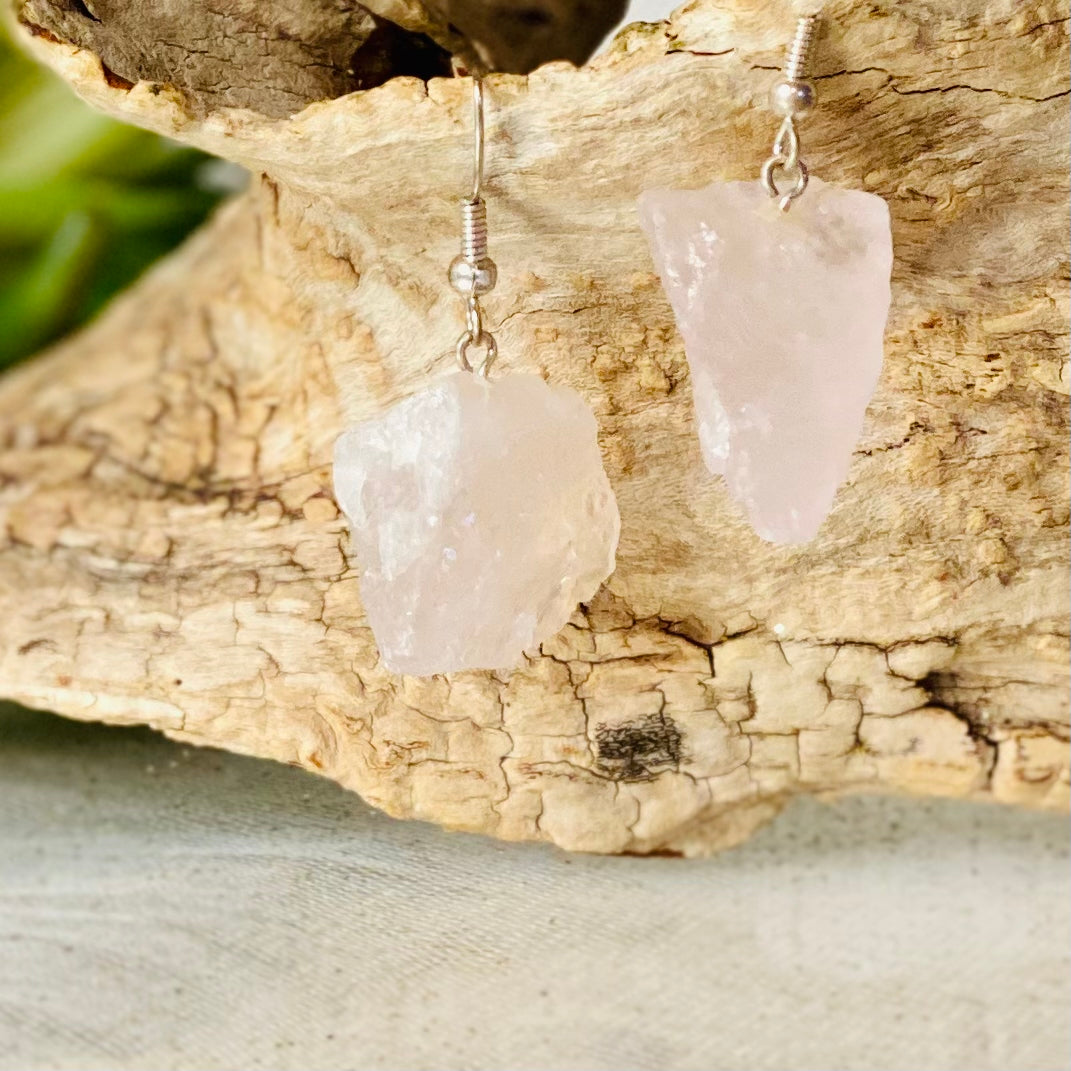 Raw Rose Quartz Earrings: Love's Natural Beauty