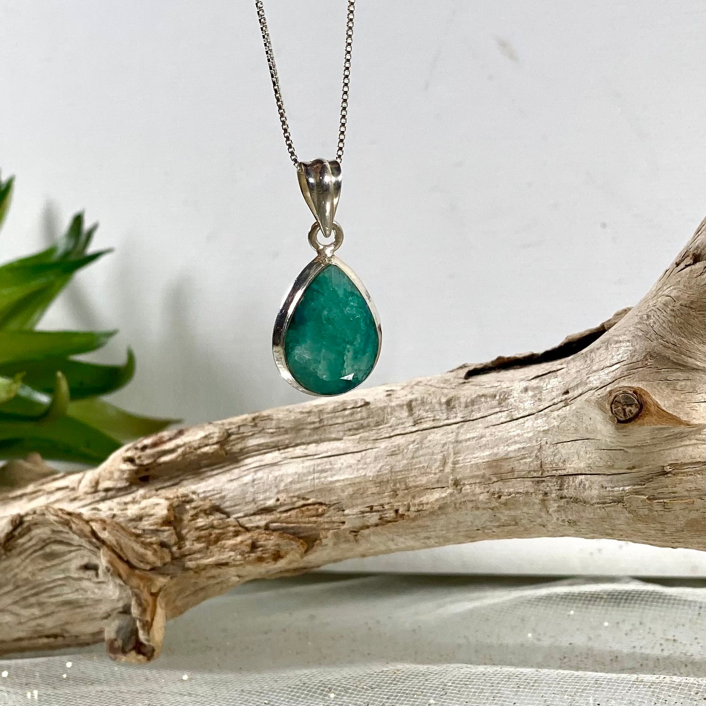 Indian Jade Crystal Healing Necklace - 16 inches of Tranquil Elegance in Sterling Silver