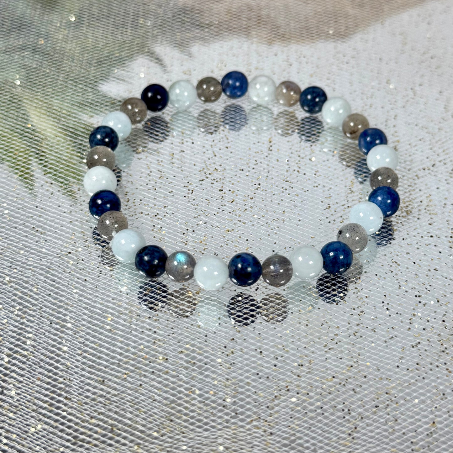Mystic Horizon Trio Bracelet – Aquamarine, Dumortierite & Blue Labradorite
