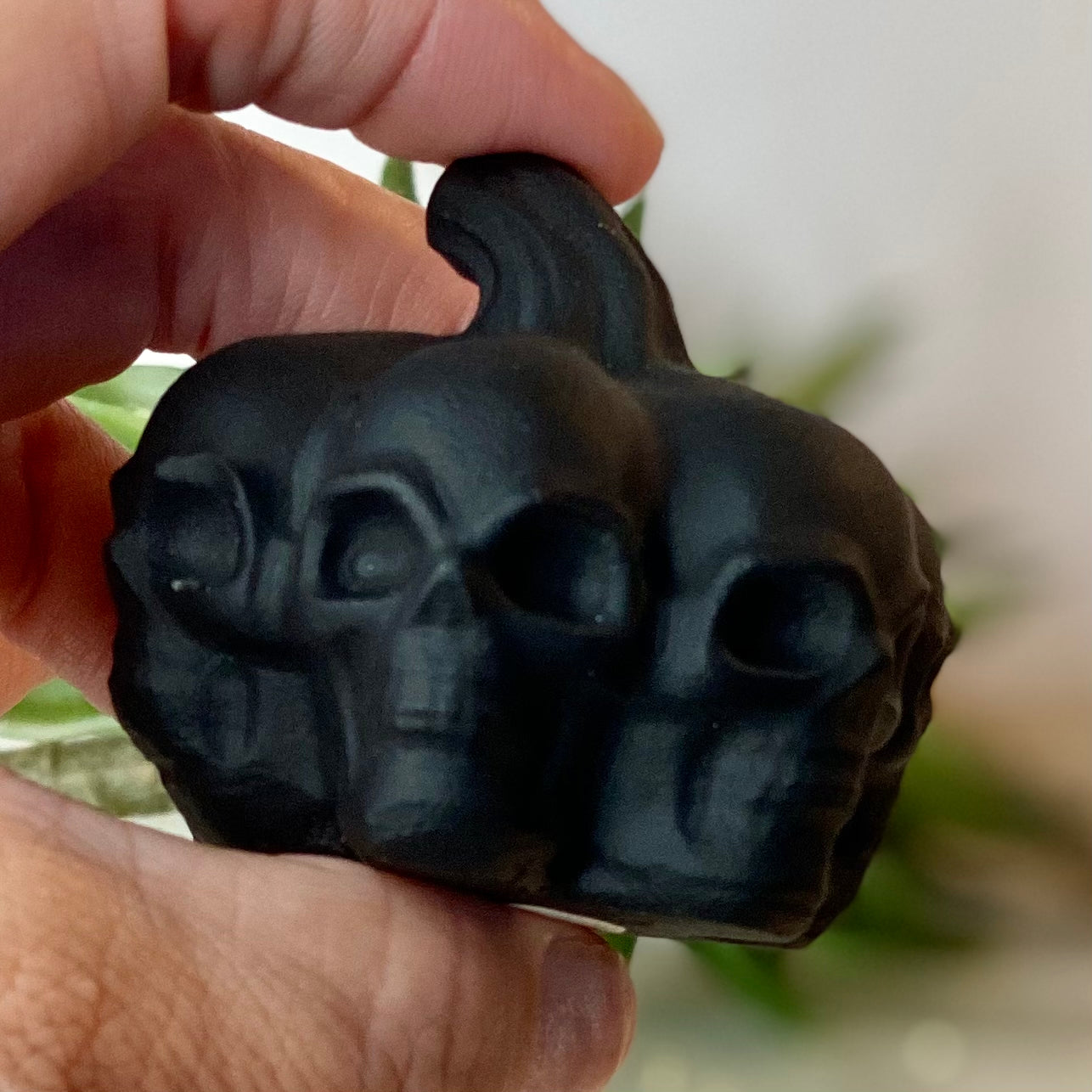 Black Obsidian Carved Skull Pumpkins: Unique Halloween Decor with Protective Energies