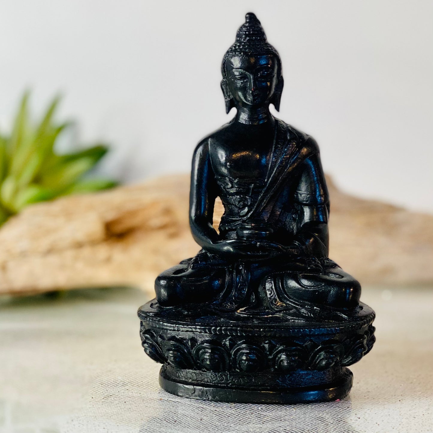 Sacred Serenity: Authentic Black Buddha Statue from Nepal with Healing Energies