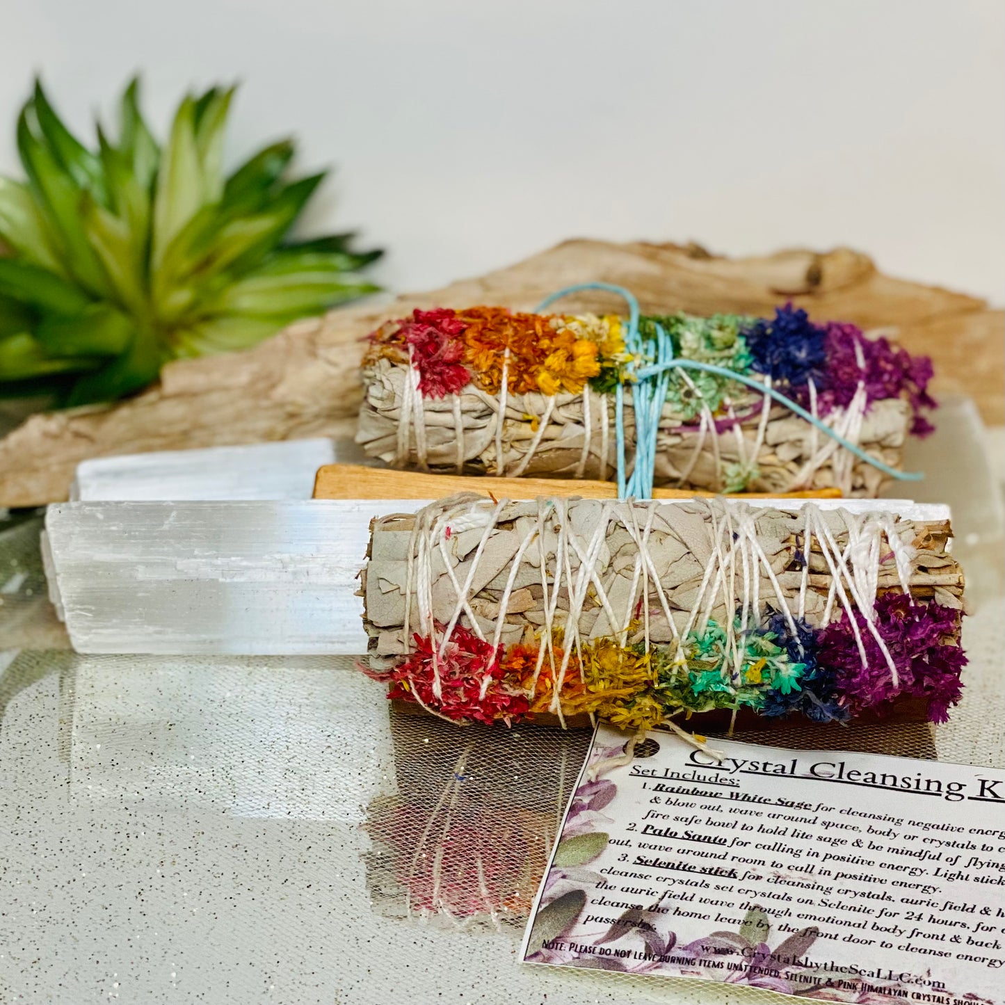 Rainbow White Sage, Selenite & Palo Santo Bundles