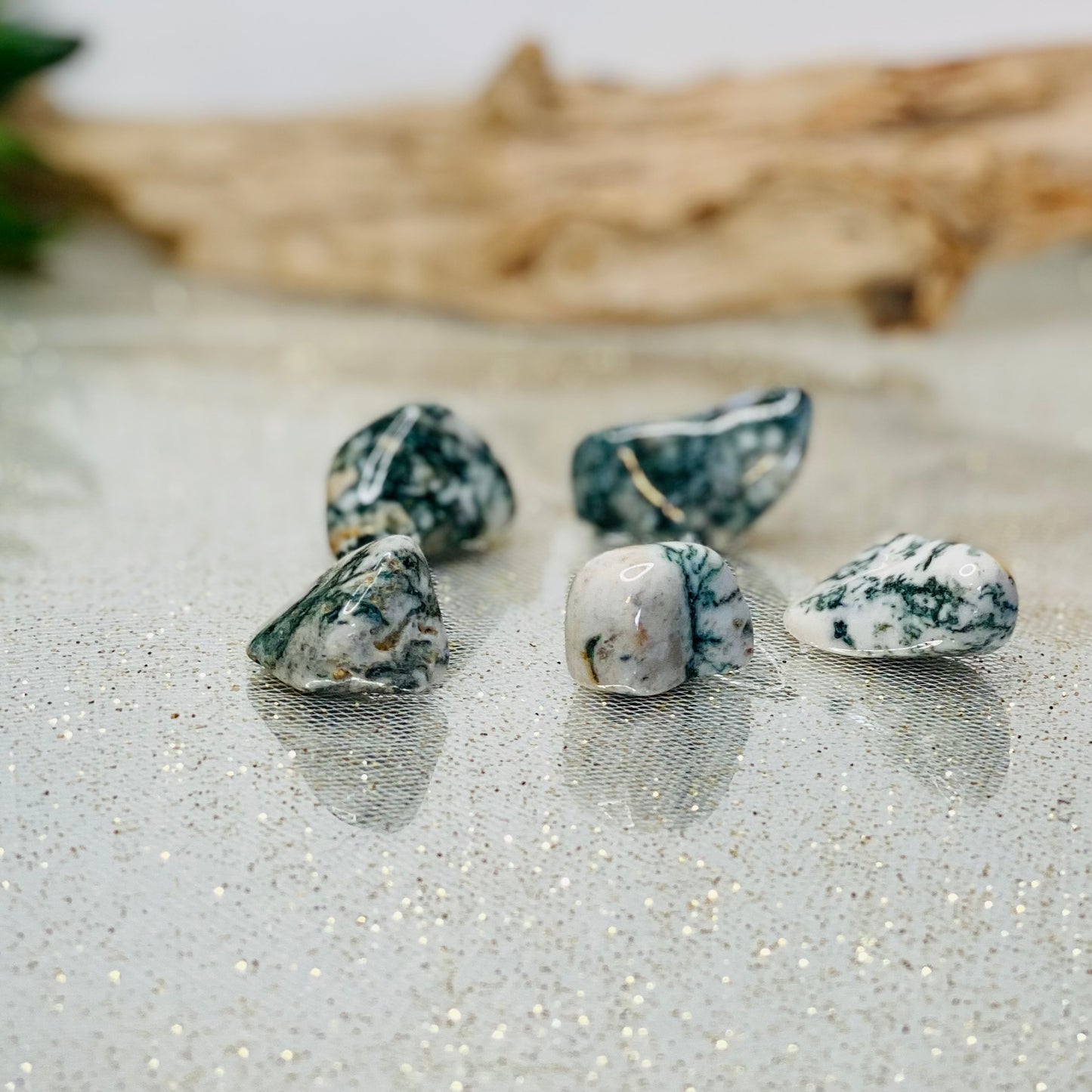 Tree Agate Tumbled Stones: Nature's Serene Embrace