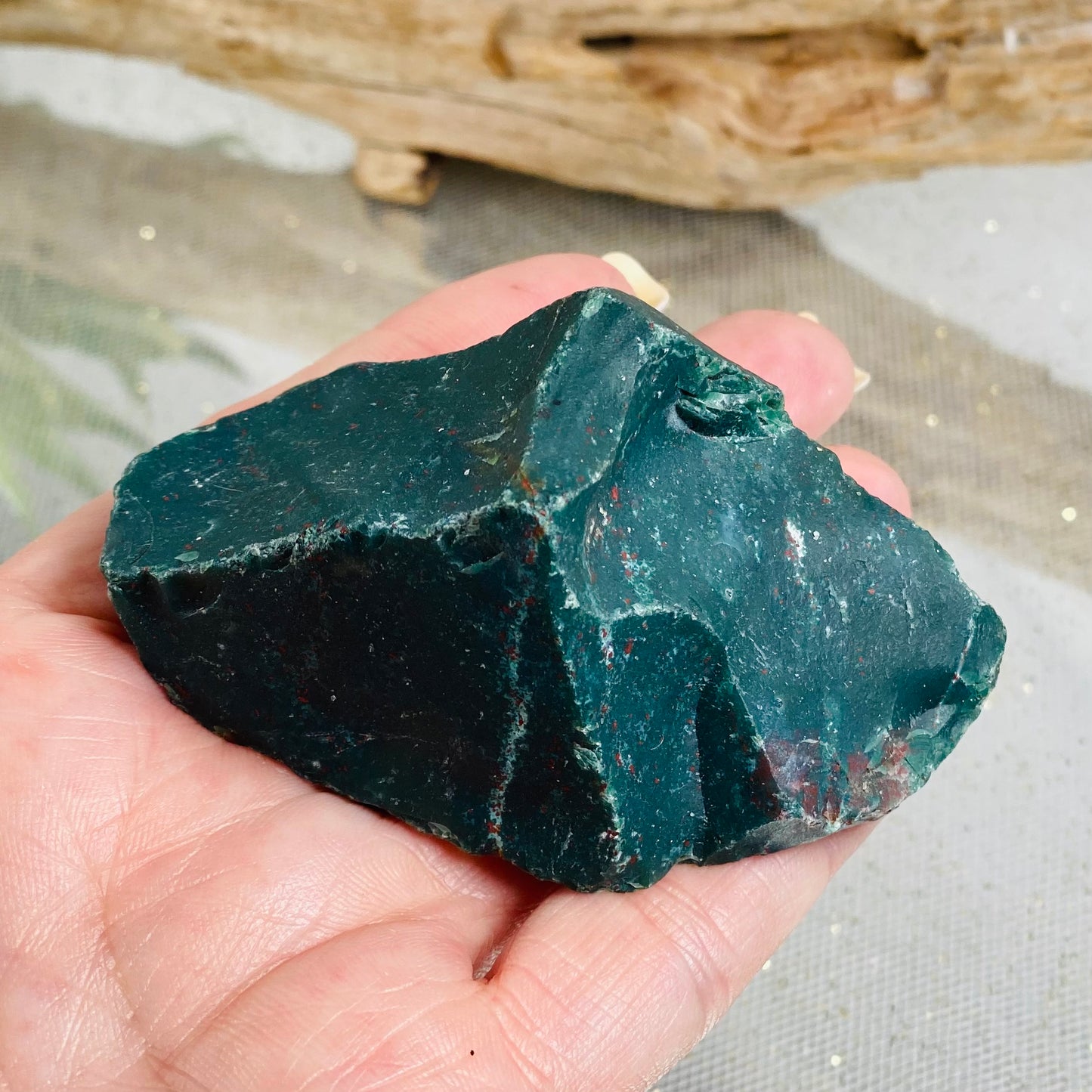 Ease Your Stress with this Bloodstone Raw Crystal Chunk for Strength and Vitality