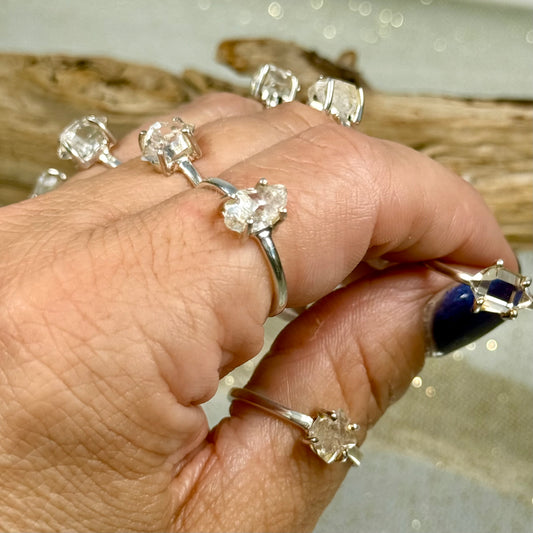 Elegant Herkimer Diamond Ring in Sterling Silver – Crystal Healing Jewelry