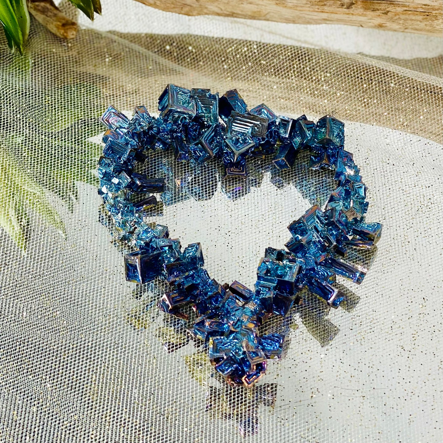 Heart Shaped Bismuth Crystal with Stand - Unique and Stunning Display Piece