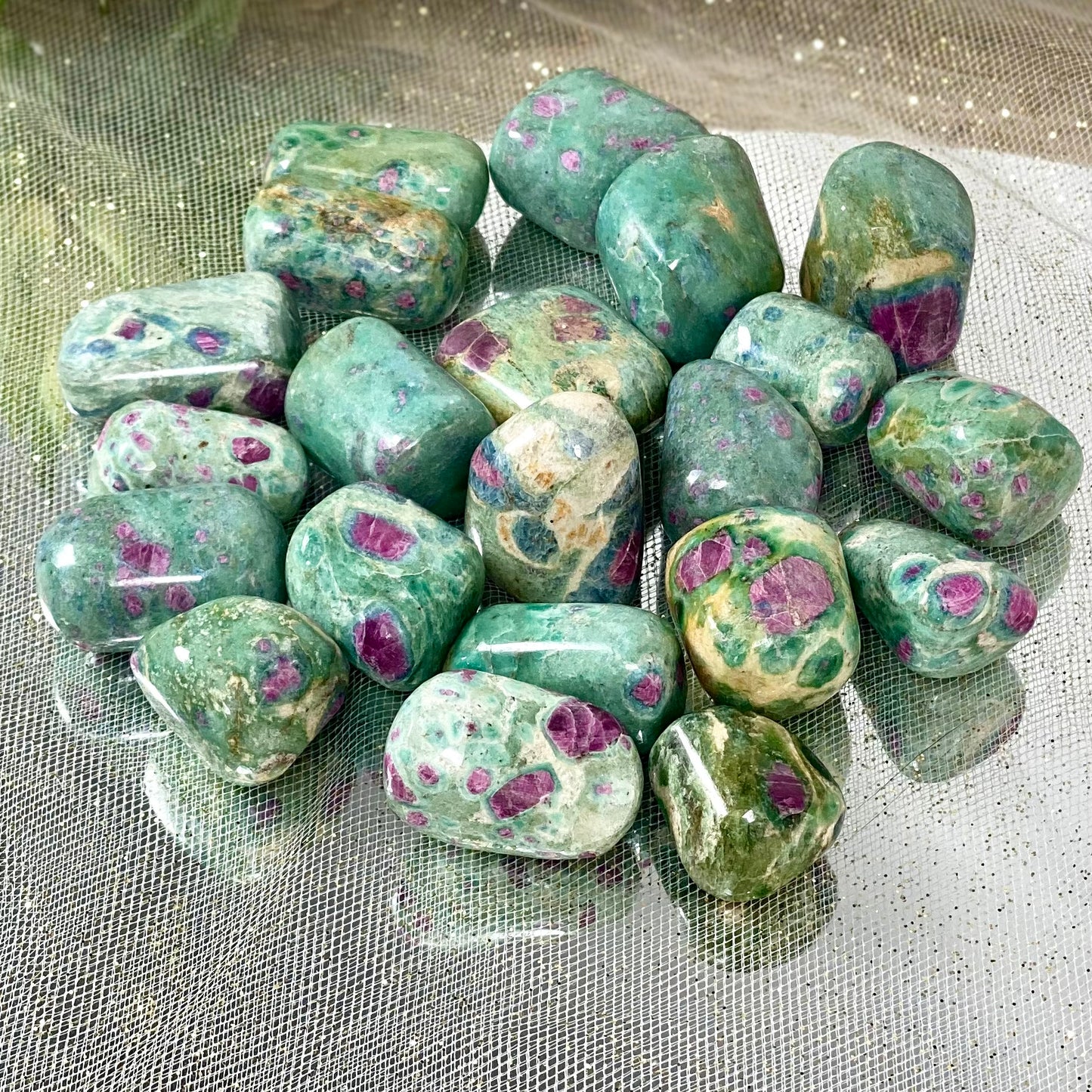 Ruby Fuchsite Tumbled Stones - Energize and Heal with Nature's Beauty