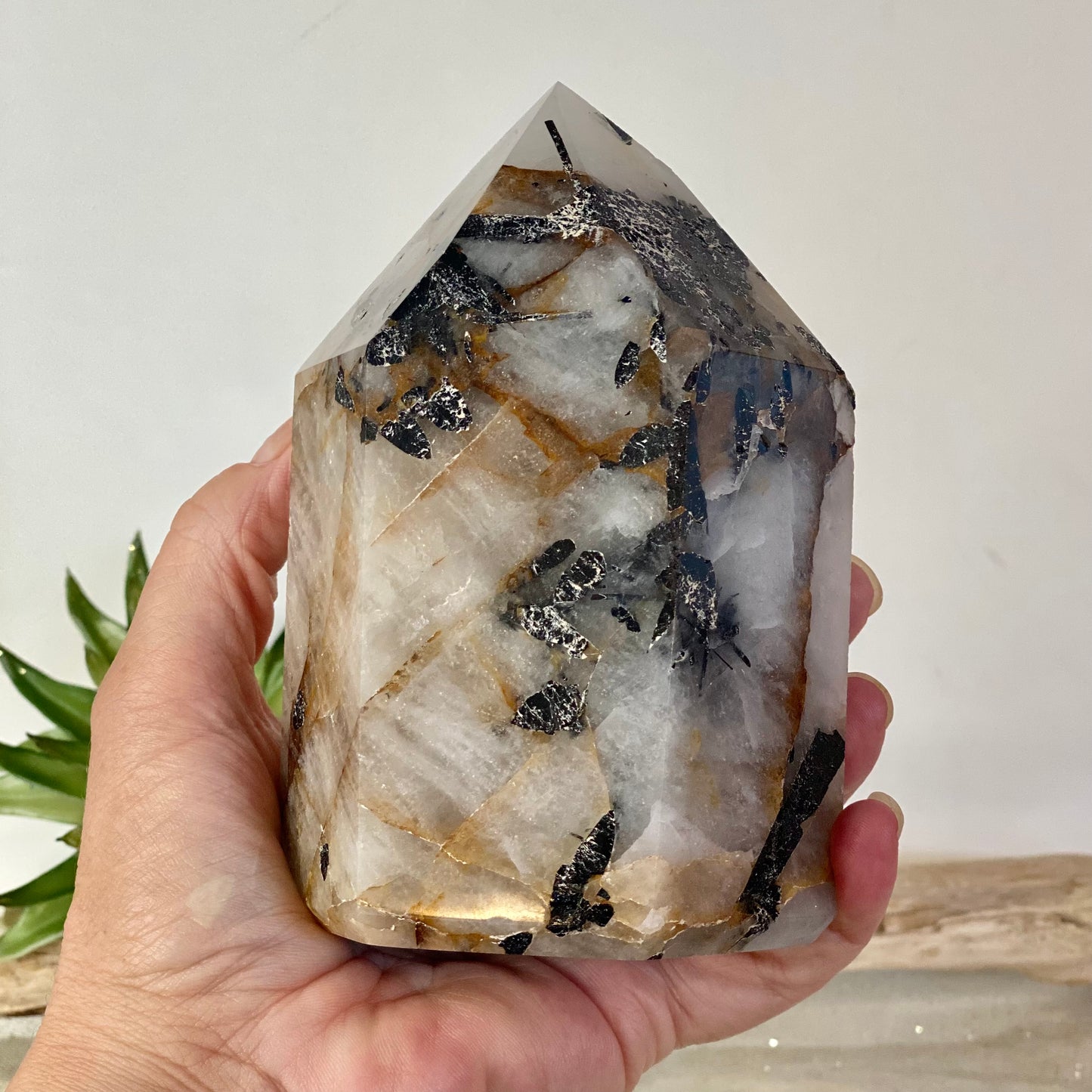 Golden Healer & Black Tourmaline Tower Quartz Crystal: Energize, Protect, and Transform