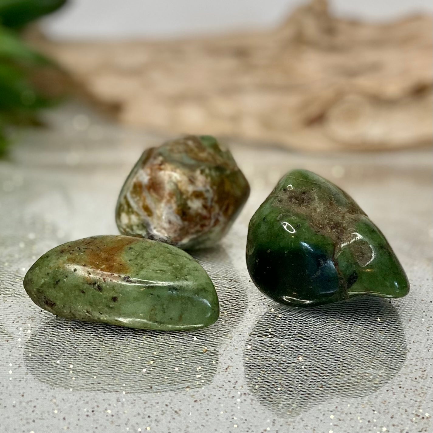 Chrysoprase Tumbled Stones from Madagascar: Nature's Green Serenity