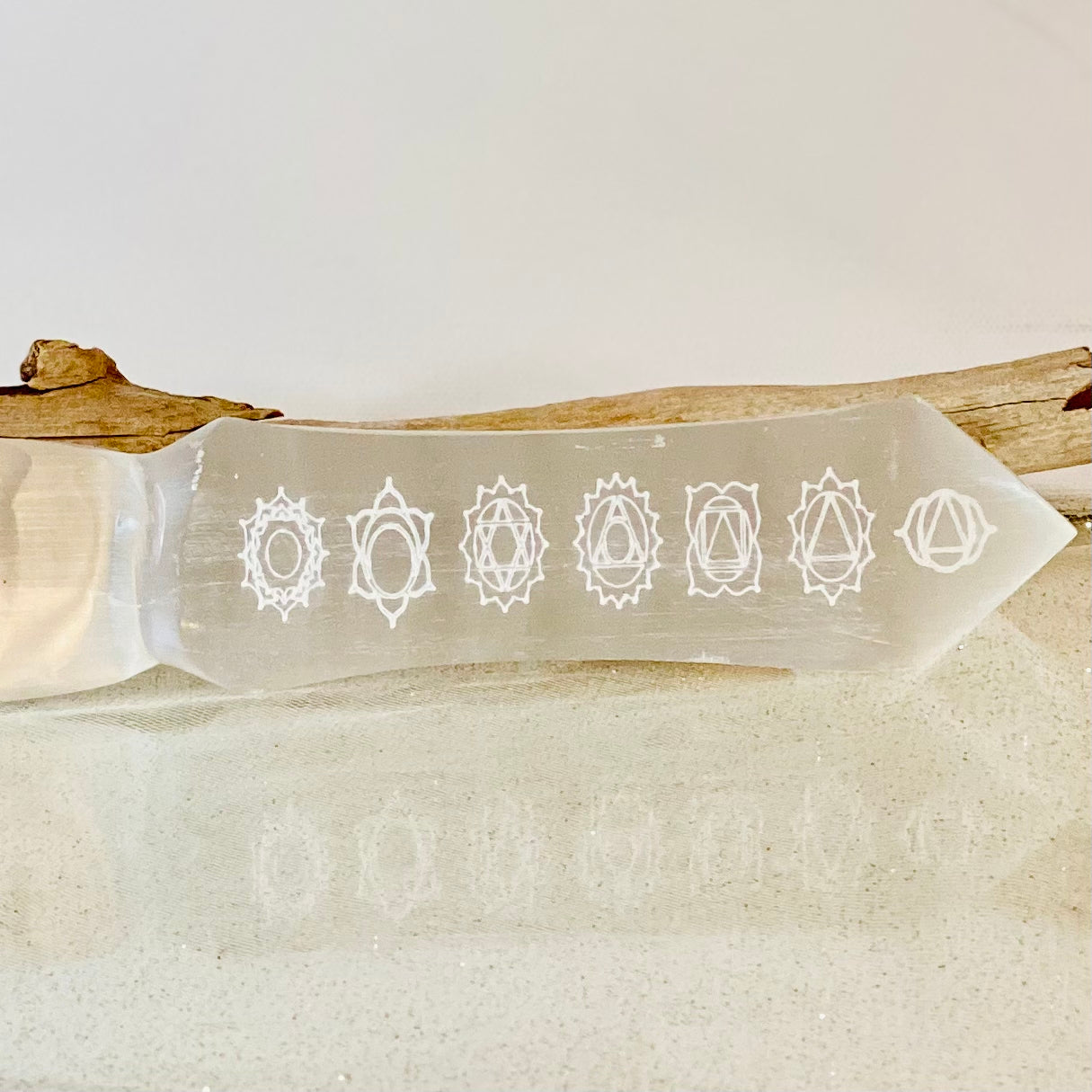 Selenite Chakra Engraved Dagger - Your Energetic Cord Cutting Tool
