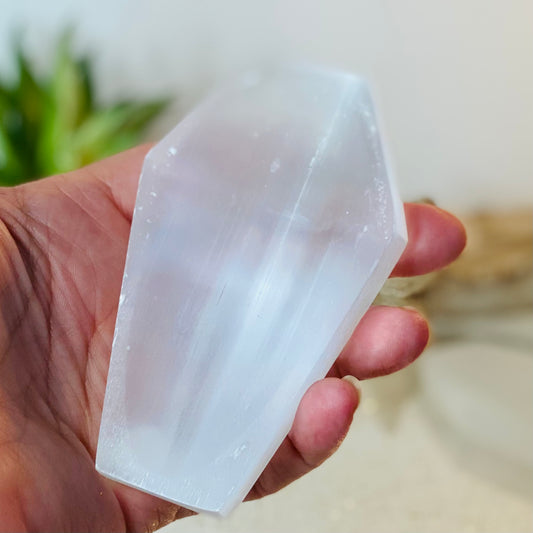 Coffin Shape Selenite Crystal Charging Plates: Amplify Your Energy Work