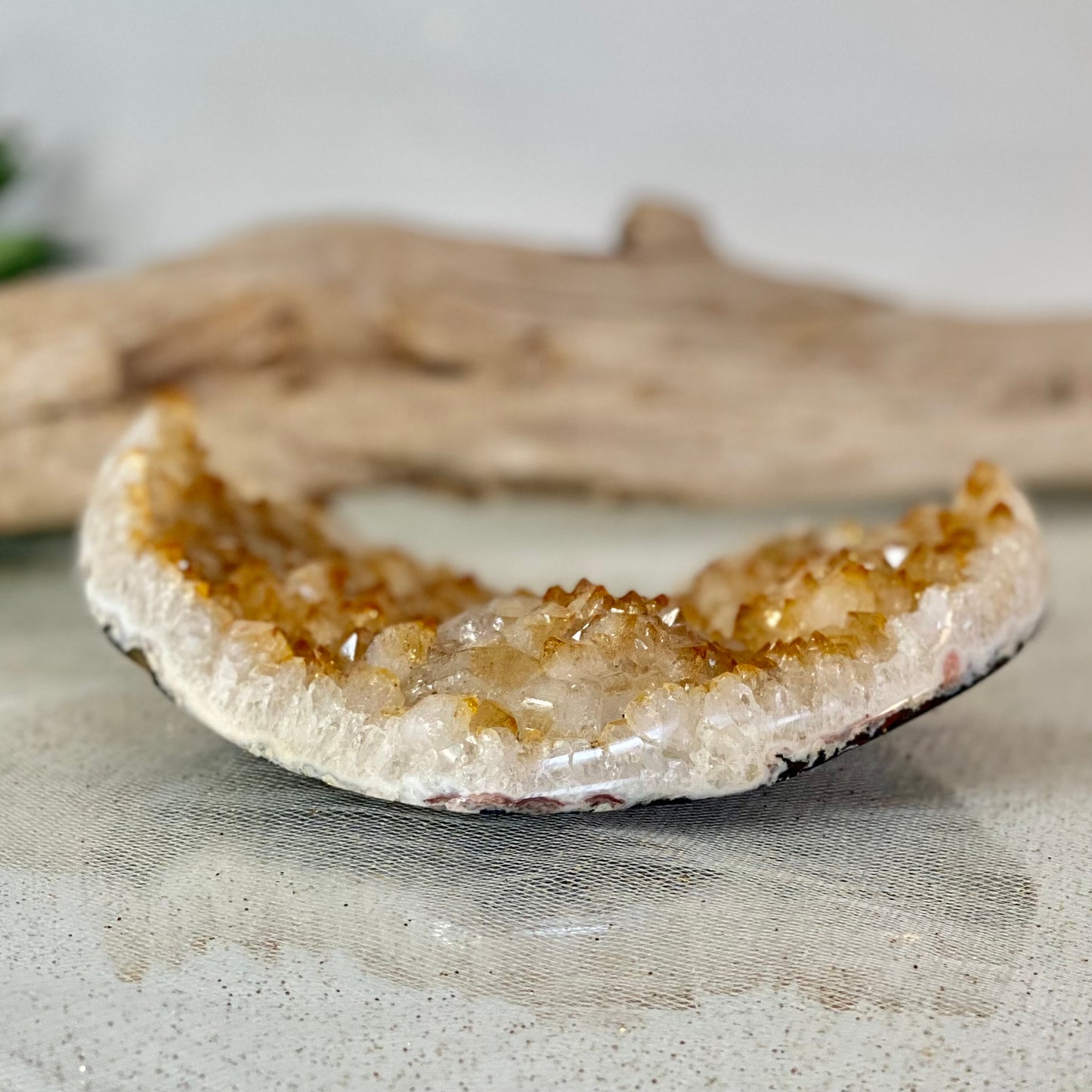 Citrine Druzy Heart with Stand: Radiant Warmth for Any Season