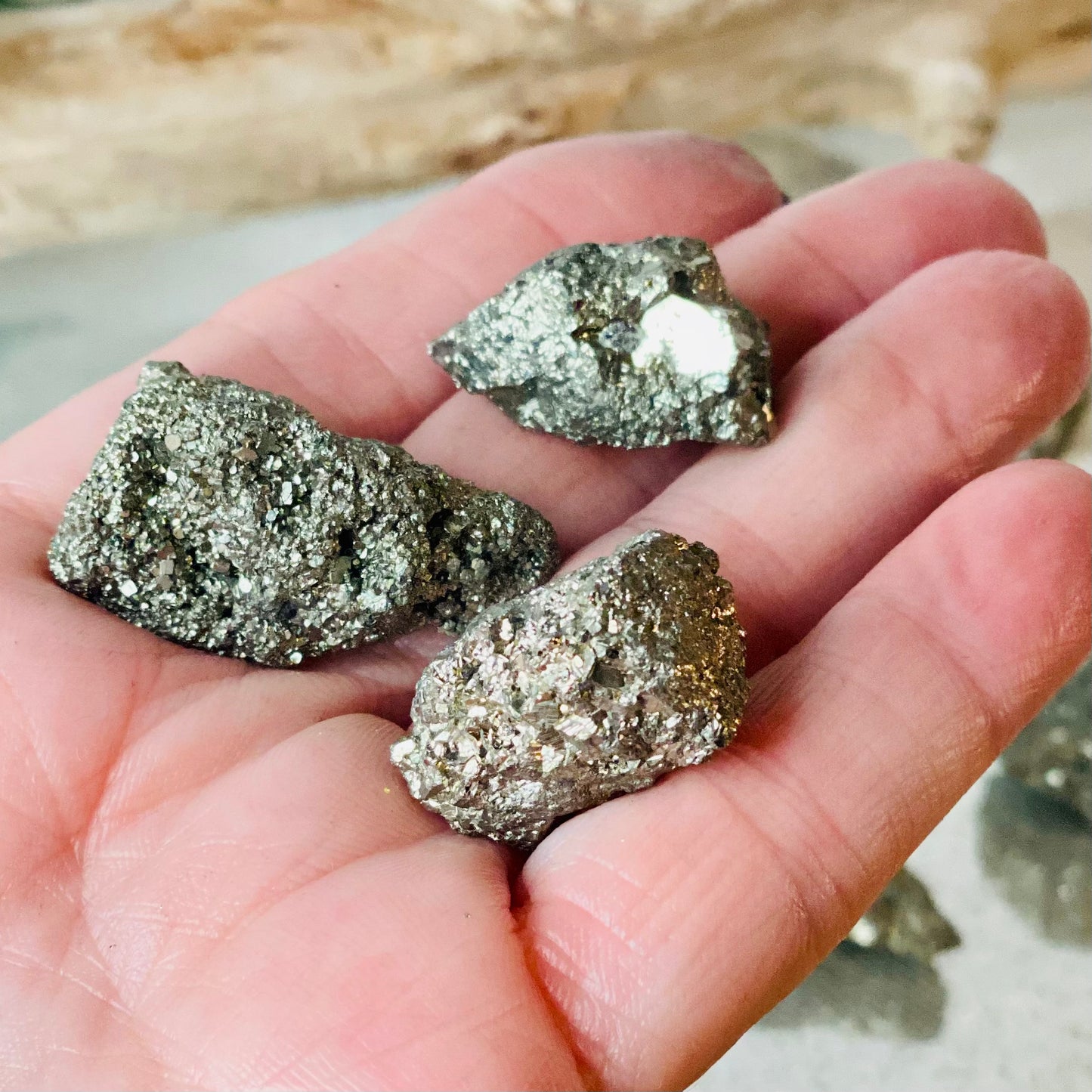 Pyrite Raw Tumbled Stones for Prosperity and Good Fortune!