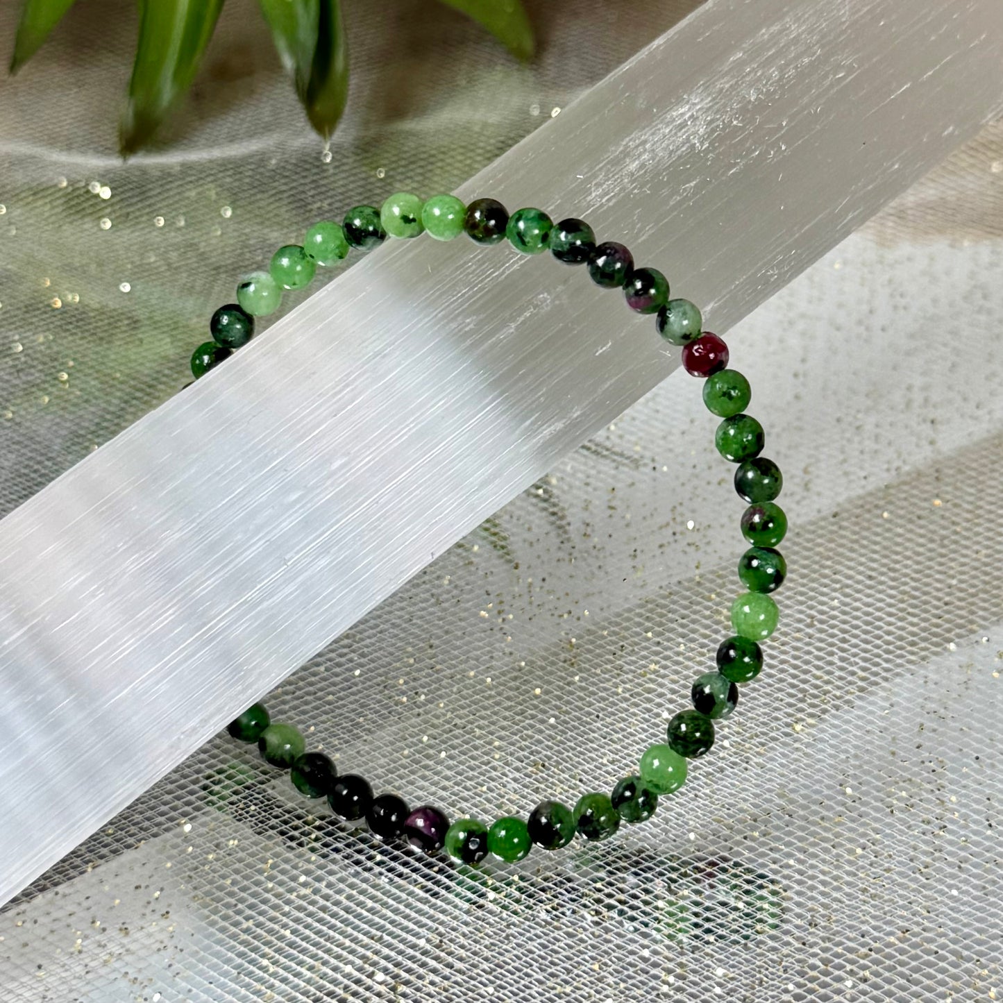 Radiant Ruby Zoisite Mini Boho Bracelet – 4mm Stretch