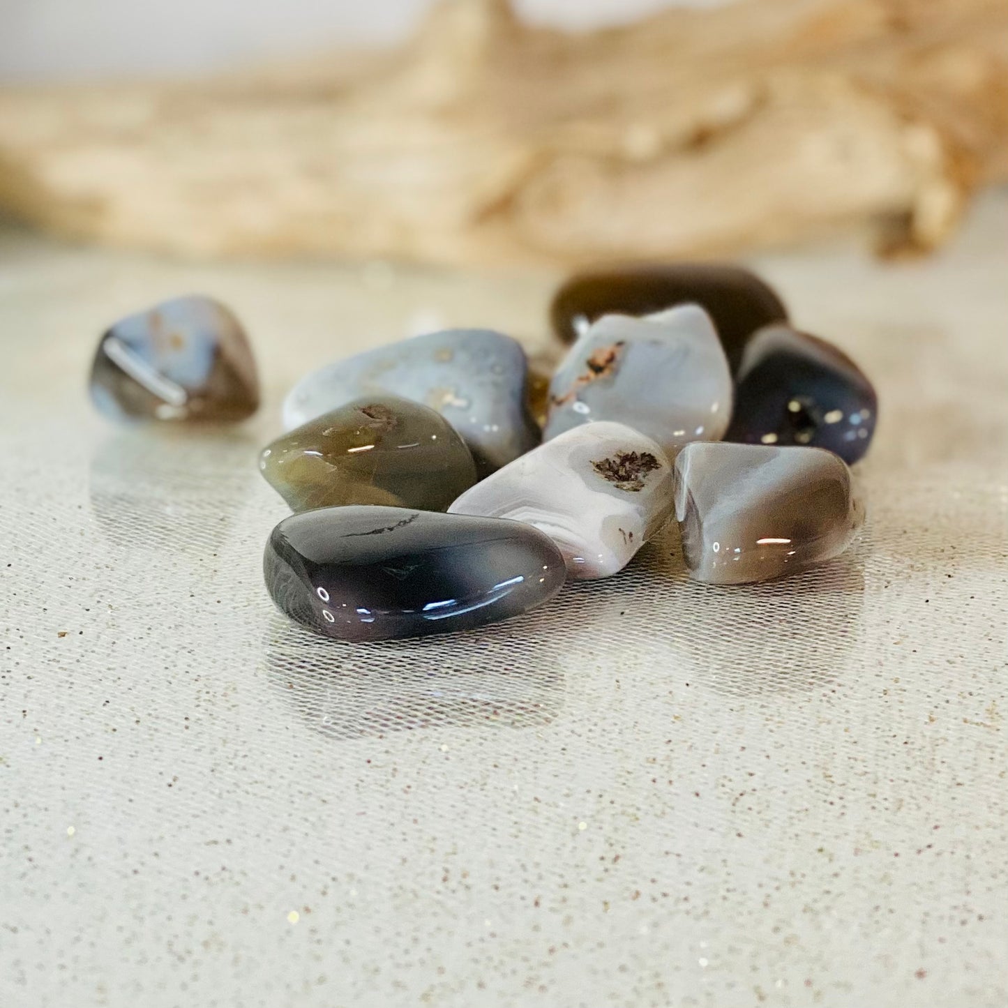 Grey Botswana Tumbled Stones: Tranquil Beauty with Grounding Energy