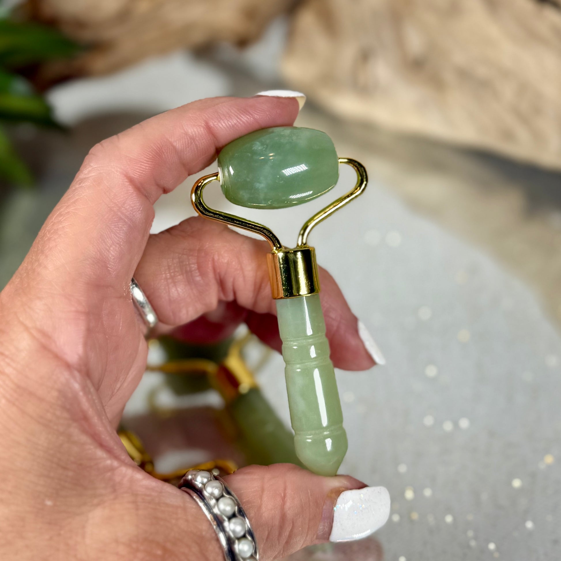 Mini Jade Face Rollers- in hand- CBTS
