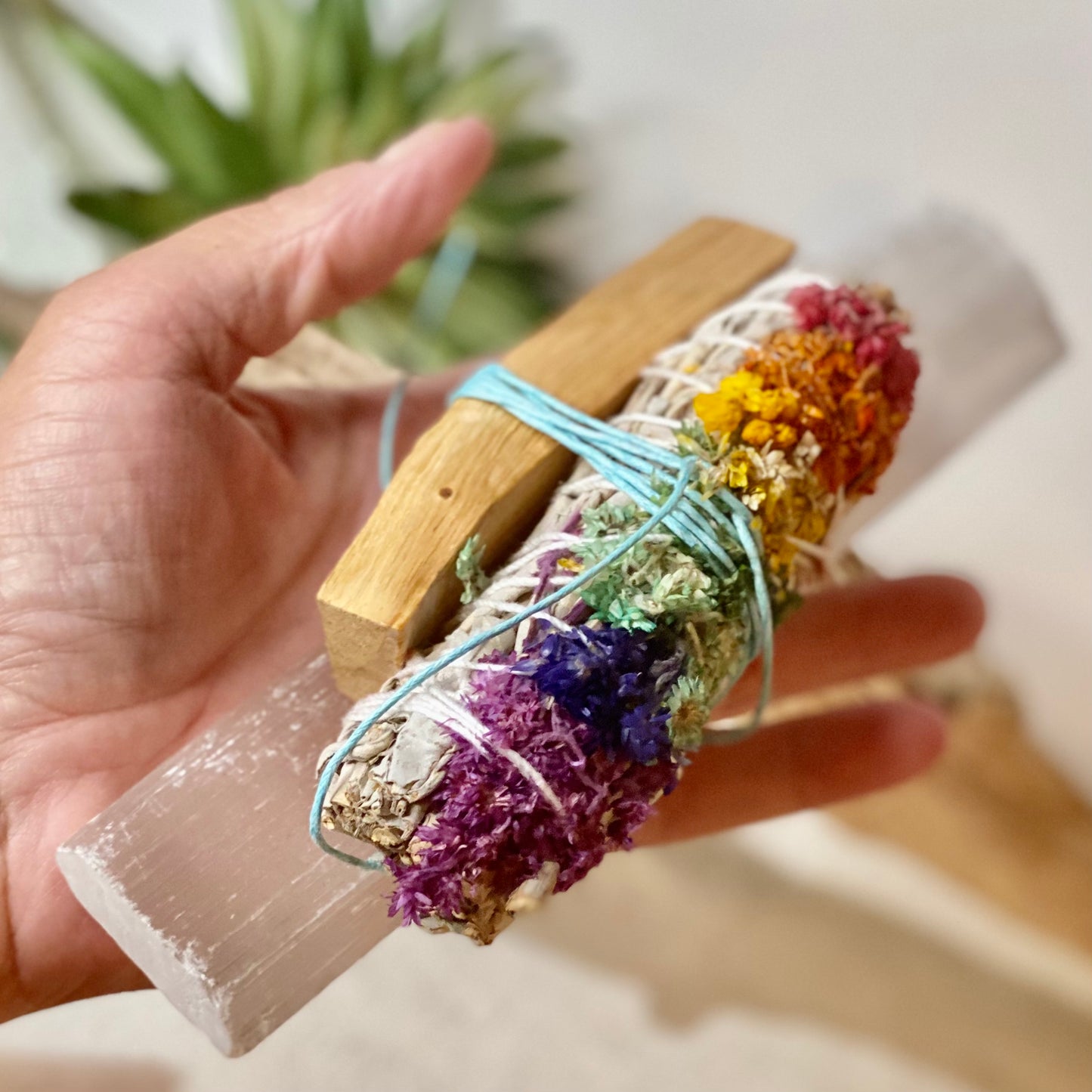 Rainbow White Sage, Selenite & Palo Santo Bundles