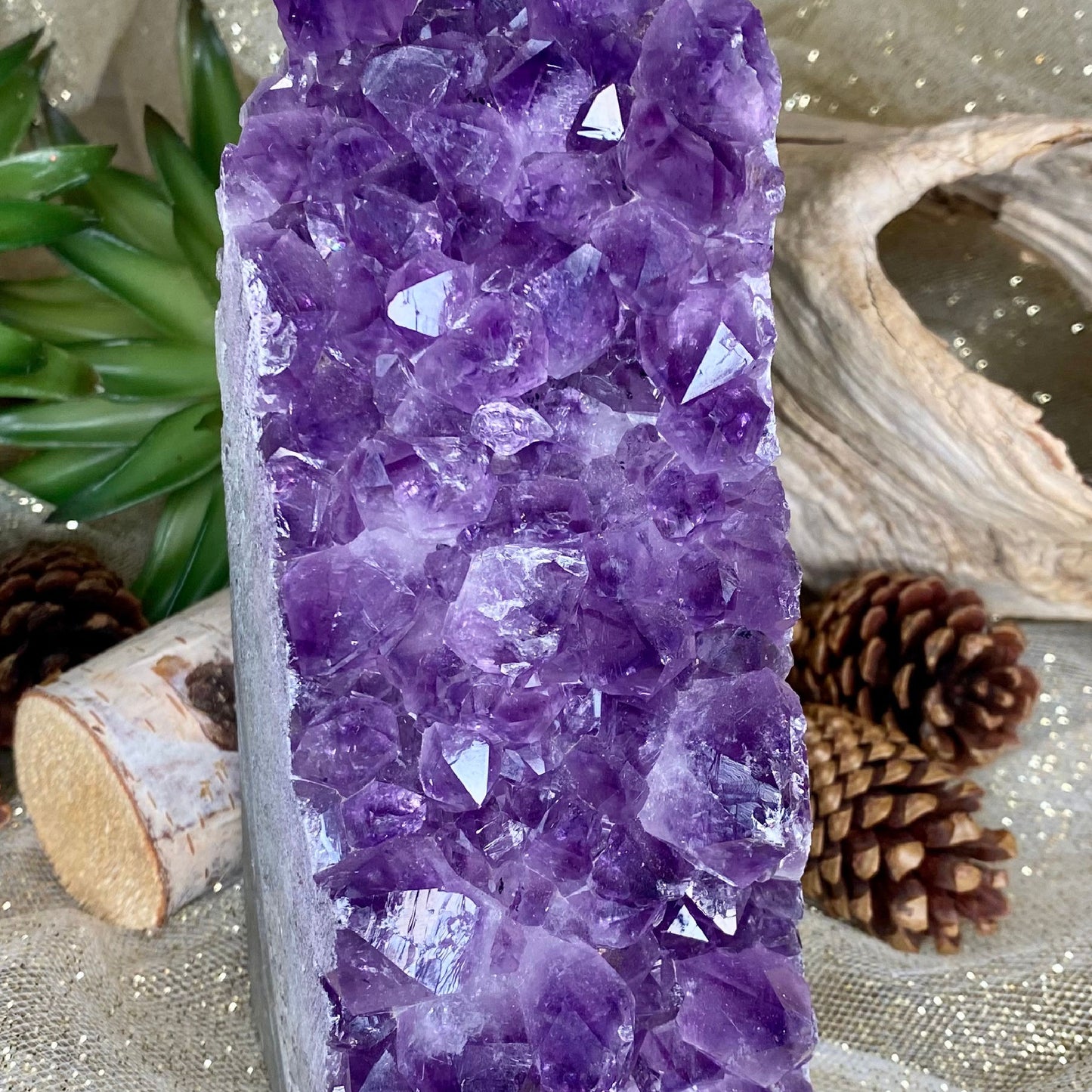 Large Amethyst Chunk - 6.5" x 2.25" x 3.5" Healing Crystal Display for Calming