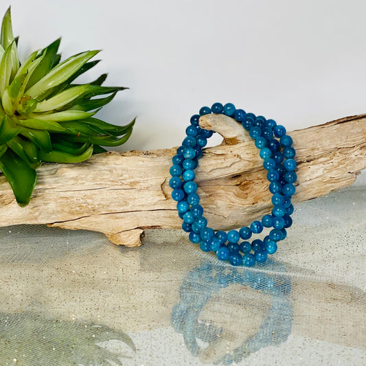 Serene Seas: Blue Apatite Crystal Stretch Bracelet for Manifesting Your Dreams