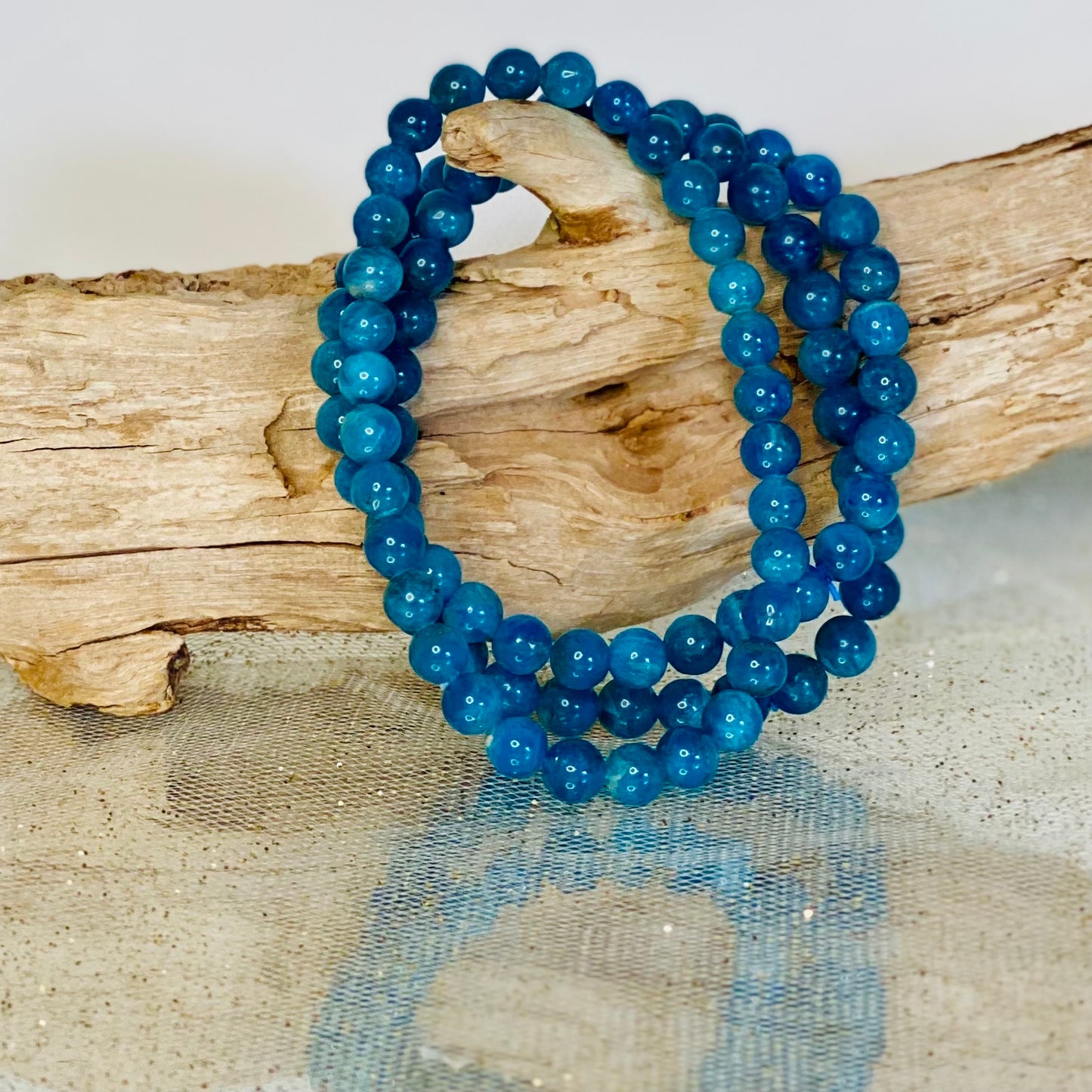 Serene Seas: Blue Apatite Crystal Stretch Bracelet for Manifesting Your Dreams