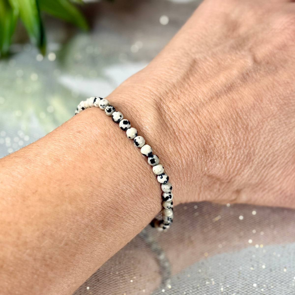 Dalmatian Jasper Mini Boho Stretch Bracelet
