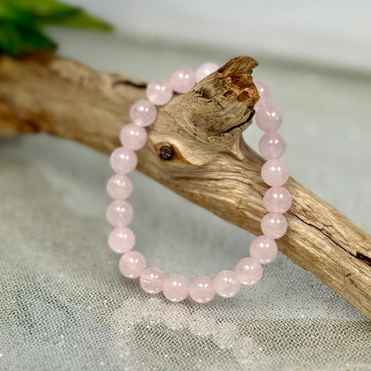 8mm Rose Quartz Bracelet – Natural Stone Crystal Healing Jewelry