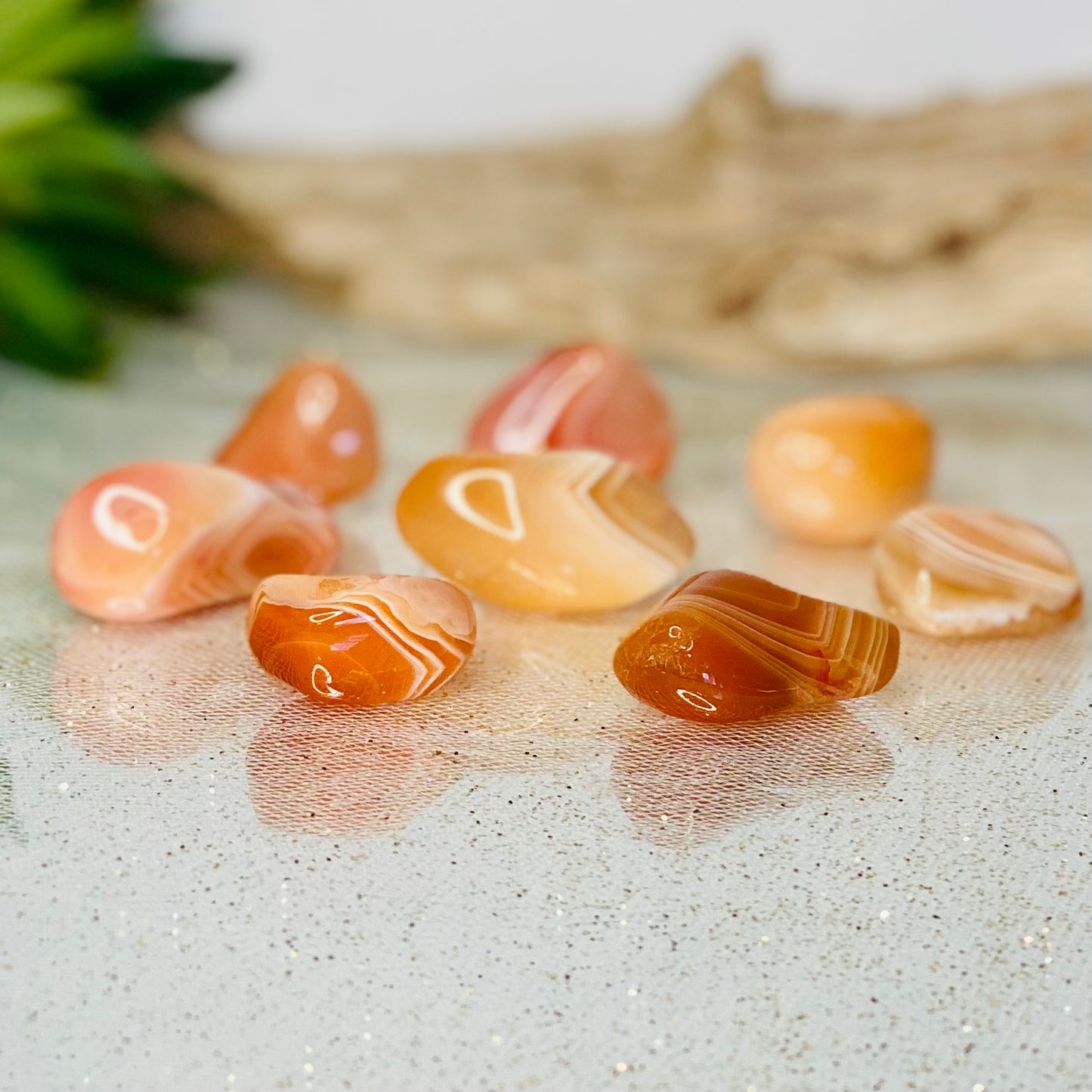 Banded Carnelian Agate Tumbled Crystal: Vibrant Patterns of Earth's Artistry