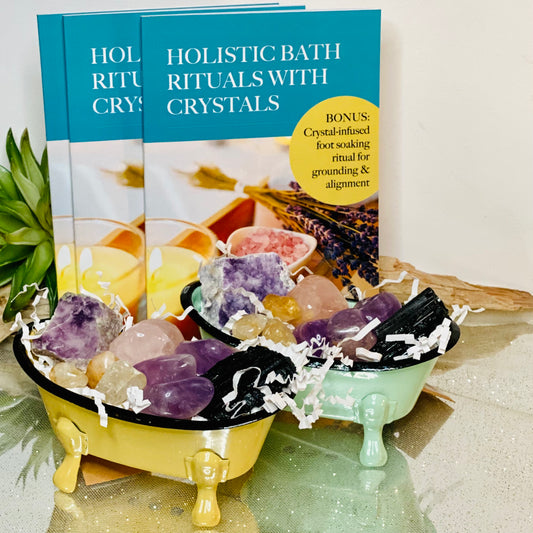Crystal Harmony Bath Ritual Set with Mini Bathtub and 9 Crystals!