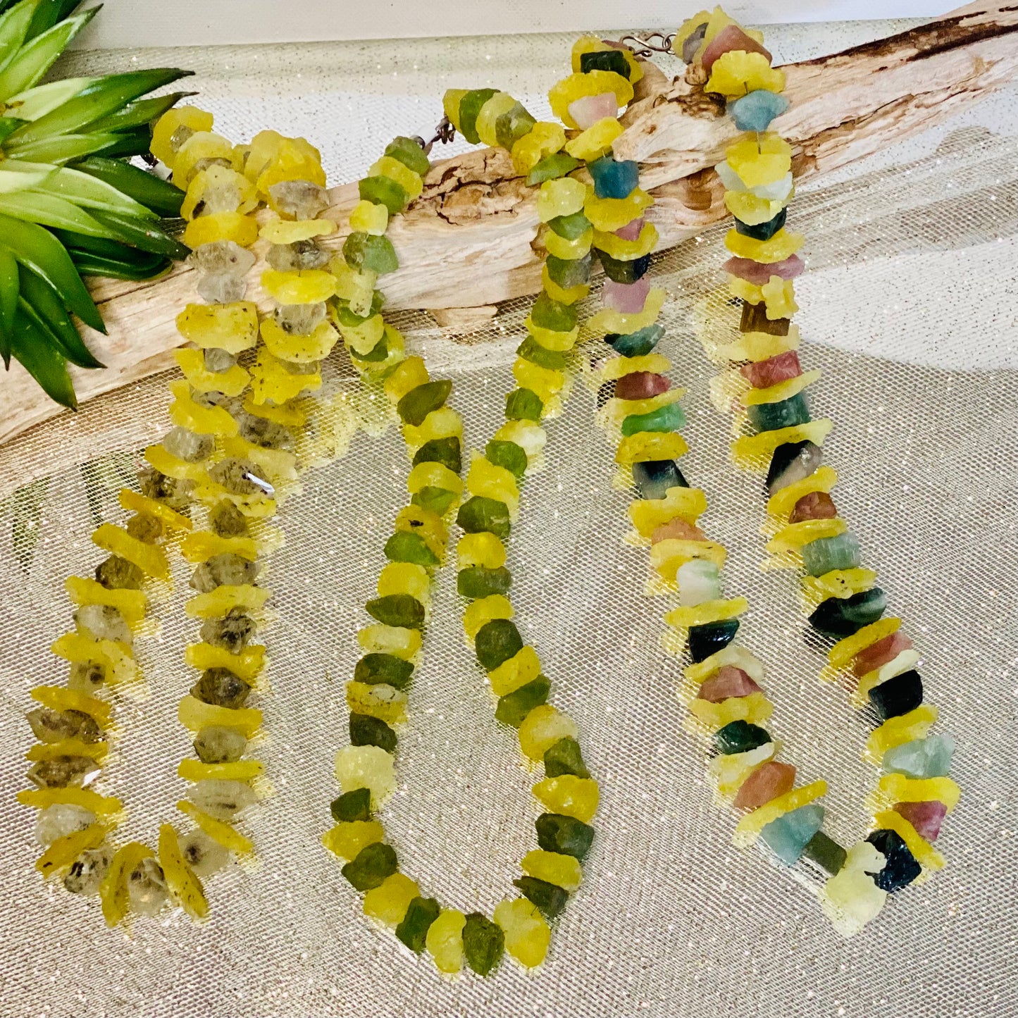 Radiant Raw Brucite Yellow Crystal Necklace - 18 Inches - Inspiring Your Confidence
